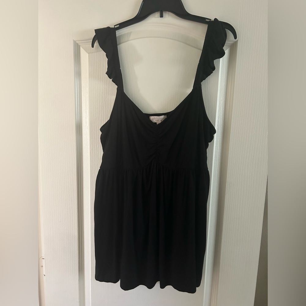 Philosophy Black Ruffle Sleeve Top